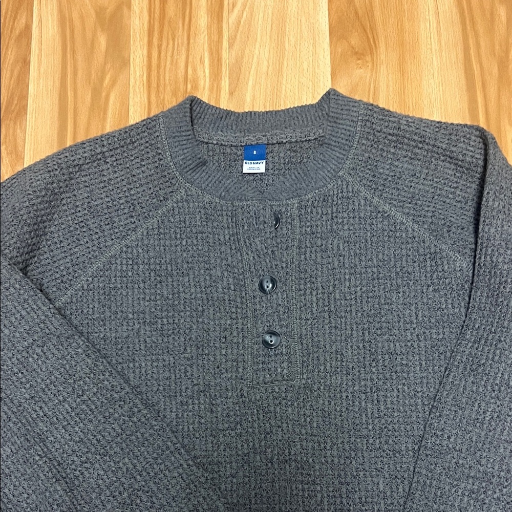 Old Navy gray waffle knit Long Sleeve Women's Top small